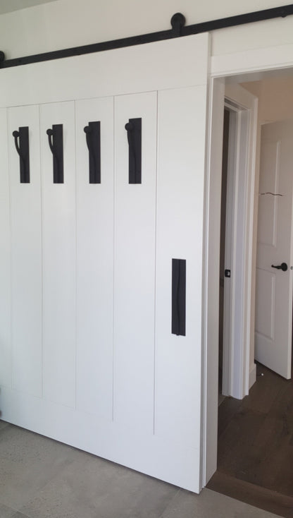 Barn Door Pull Black Hand Forged Metal Hardware Custom Steel Door Handle 15" X 3" Pre Drilled for Mounting Canadian Made Hardware Pulls