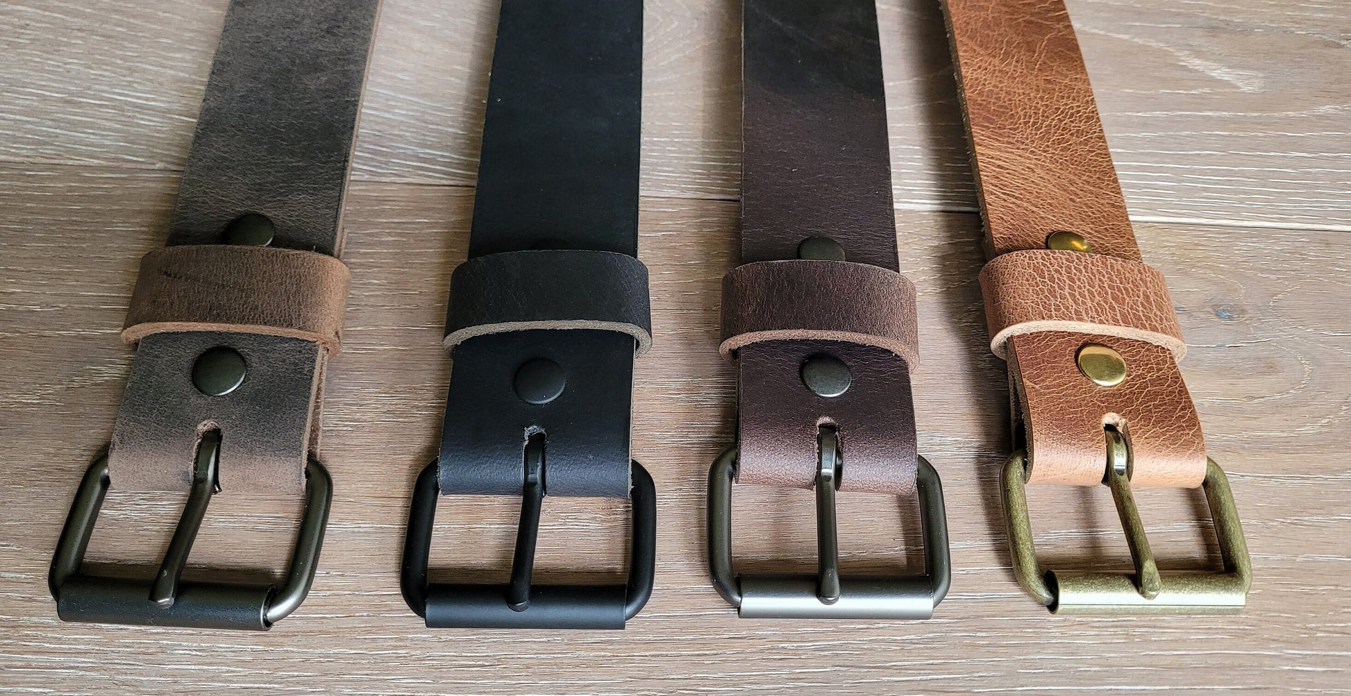 Leather Belt & Buckle Custom Cut Belt Unisex Groom and Groomsmen's Gift 1-1/2" Belt w/ snaps for Jeans Your Belt and Buckle Colour Choice