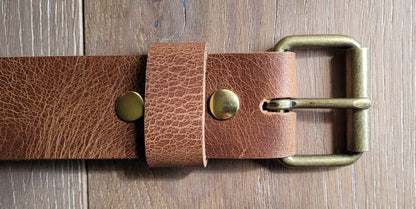Leather Belt & Buckle Custom Cut Belt Unisex Groom and Groomsmen's Gift 1-1/2" Belt w/ snaps for Jeans Your Belt and Buckle Colour Choice