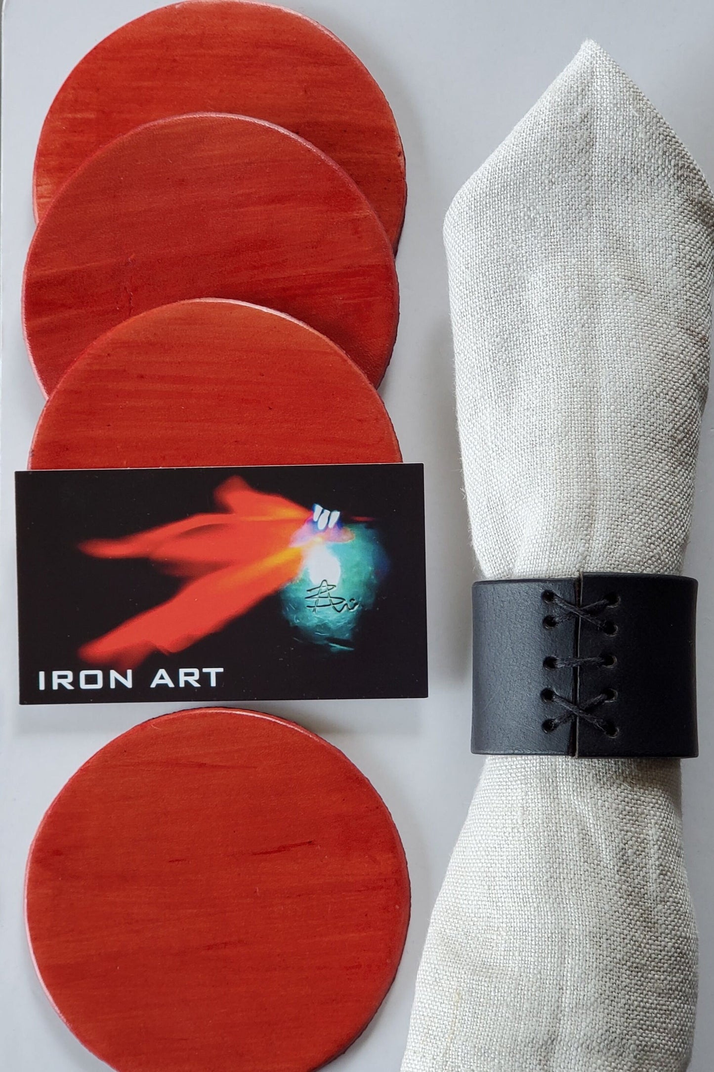 Leather Coasters Coaster Set Set of Four Variety of Colours Drinkware Coasters Leather Anniversary Gift Hostess Gift Leatherware,