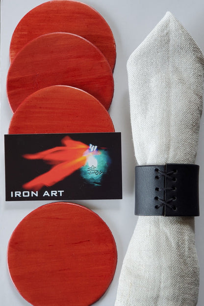Leather Coasters Coaster Set Set of Four Variety of Colours Drinkware Coasters Leather Anniversary Gift Hostess Gift Leatherware,