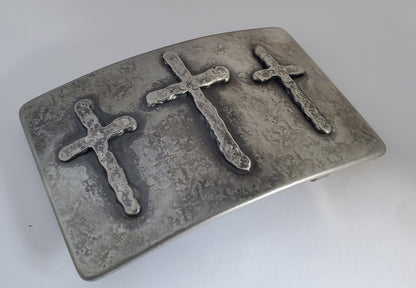 HUGE Belt Buckle fits 1.75" Belt Old Rugged Cross Hand Forged Silver or Bronze Stainless Steel Christian Gift CROSS Buckle Fits 1.75" Belt