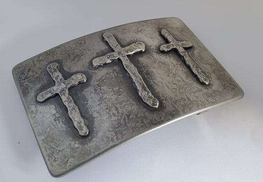 HUGE Belt Buckle fits 1.75" Belt Old Rugged Cross Hand Forged Silver or Bronze Stainless Steel Christian Gift CROSS Buckle Fits 1.75" Belt