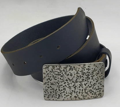 Belt & Buckle Set For Jeans Hand Forged Buckle Leather Belt Unisex Gifts Handcrafted Stainless Steel Buckle and 1-1/2" Leather Belt Set
