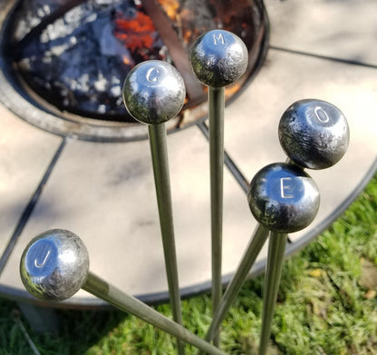 Fire Poker Hand Forged Fireplace Accessories Signed by Artist Robert Aucoin Customize with Initial Fire Pit Poker Custom Length Housewarming
