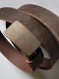 Men's Suit Belt & Buckle Set Unisex Suit Belt Buckle Hand Forged Stainless Steel Buckle and 1-1/4" Wide Belt For Dress or Groomsmen's Gifts