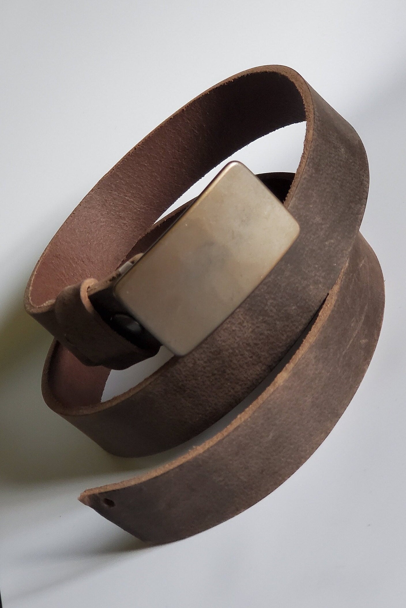 Men's Suit Belt & Buckle Set Unisex Suit Belt Buckle Hand Forged Stainless Steel Buckle and 1-1/4" Wide Belt For Dress or Groomsmen's Gifts