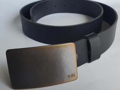 Bronze Anniversary Gift Belt & Buckle Set For Jeans Customize for Anniversary Personalized Forged Stainless Steel Buckle w/ Leather Belt