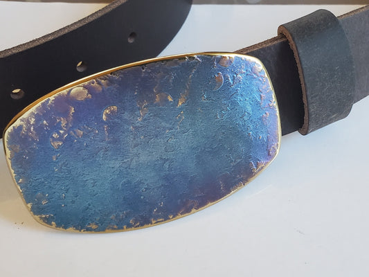Belt Buckle Original Blue Jean Buckle Hand Forged Anvil Textured Hypoallergenic Unisex Accessories Stainless Steel Buckle Fits Leather Belt