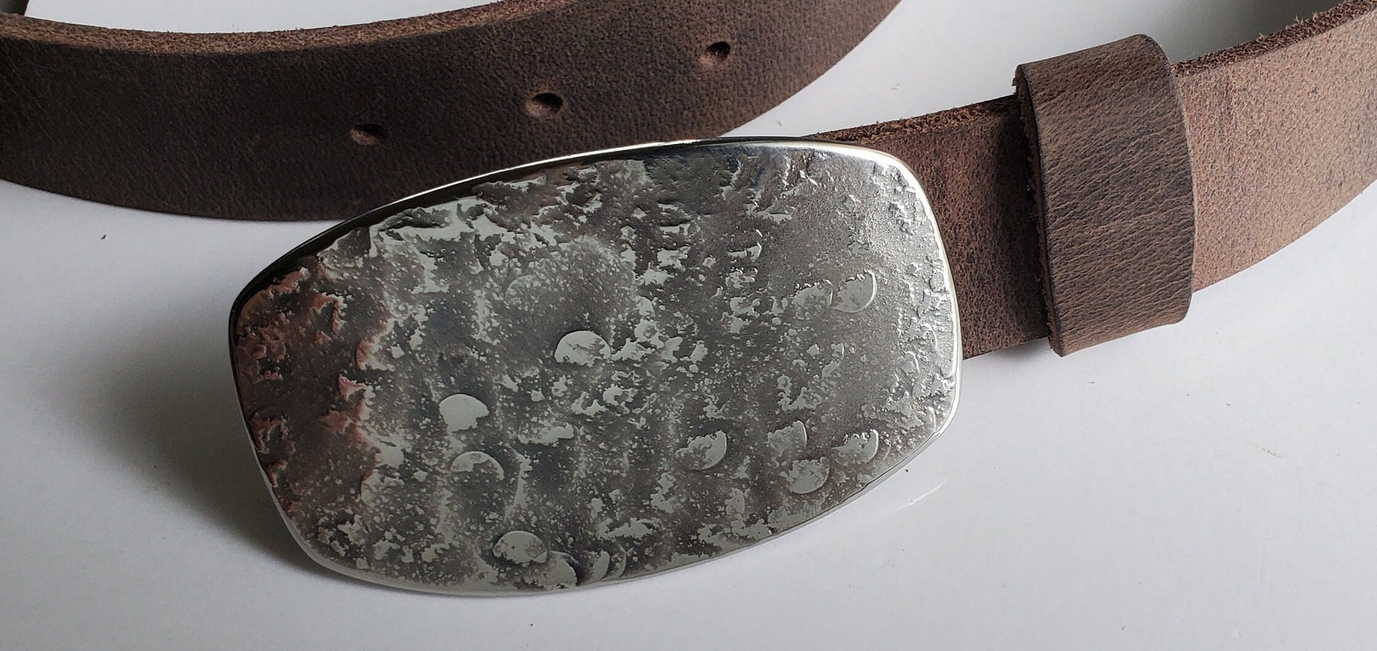 Fisherman's Belt Buckle Jean Buckle Hand Forged "fish scale" Hypoallergenic Unisex Stainless Steel Buckle Fits 1-1/2" Leather Belt