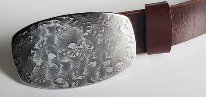 Fisherman's Belt Buckle Jean Buckle Hand Forged "fish scale" Hypoallergenic Unisex Stainless Steel Buckle Fits 1-1/2" Leather Belt