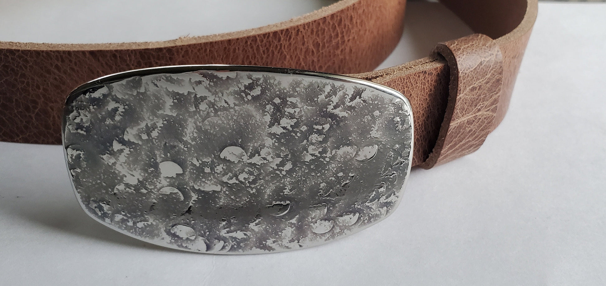 Fisherman's Belt Buckle Jean Buckle Hand Forged "fish scale" Hypoallergenic Unisex Stainless Steel Buckle Fits 1-1/2" Leather Belt