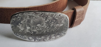 Fisherman's Belt Buckle Jean Buckle Hand Forged "fish scale" Hypoallergenic Unisex Stainless Steel Buckle Fits 1-1/2" Leather Belt