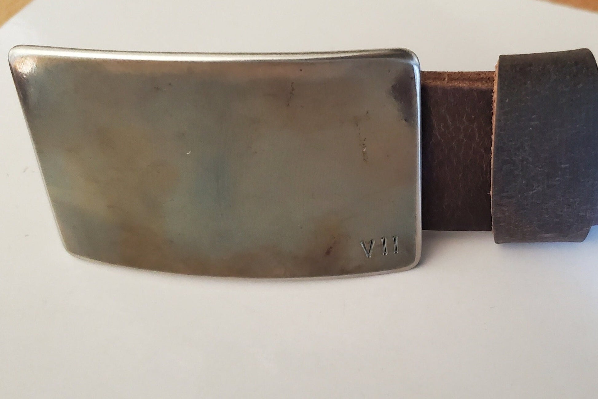 Oil and Water Customized 7th Anniversary Gift Belt & Buckle Set For Jeans Customized Keepsake Personalized Tally Buckle w/ Leather Belt