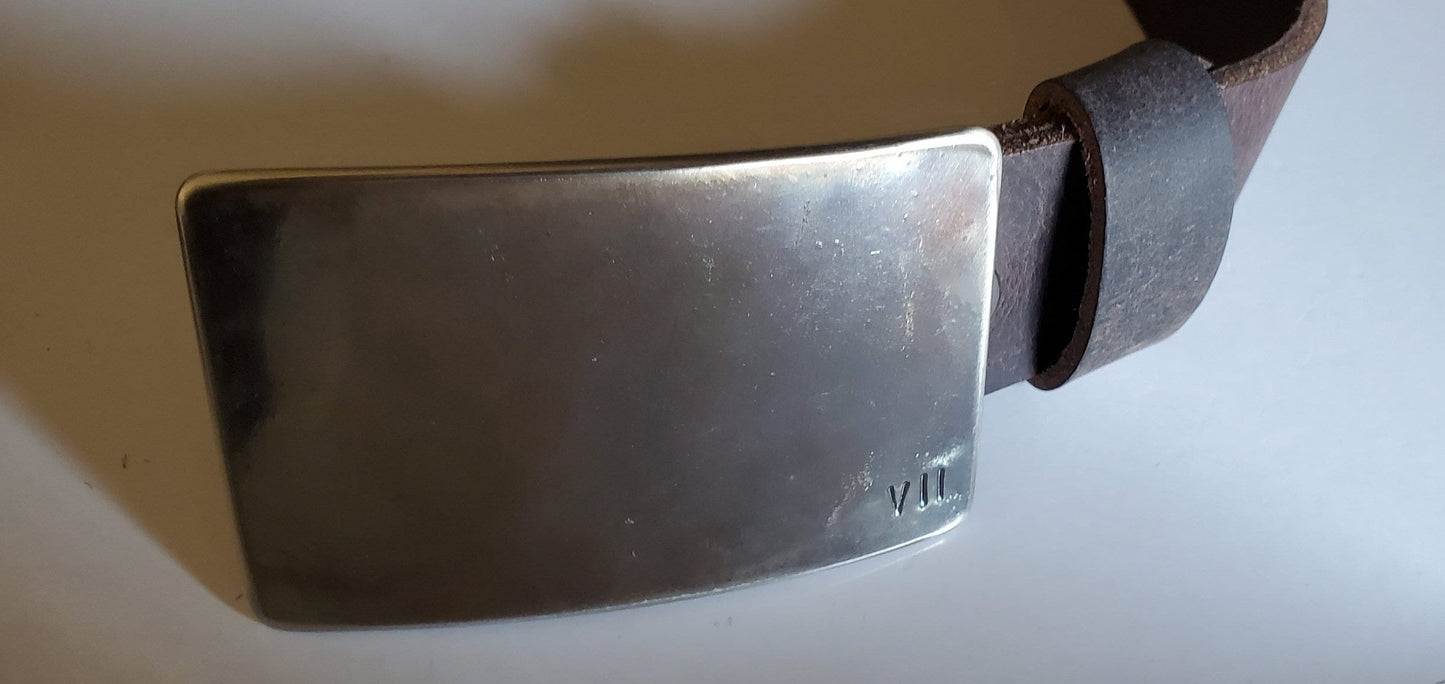 Oil and Water Customized 7th Anniversary Gift Belt & Buckle Set For Jeans Customized Keepsake Personalized Tally Buckle w/ Leather Belt