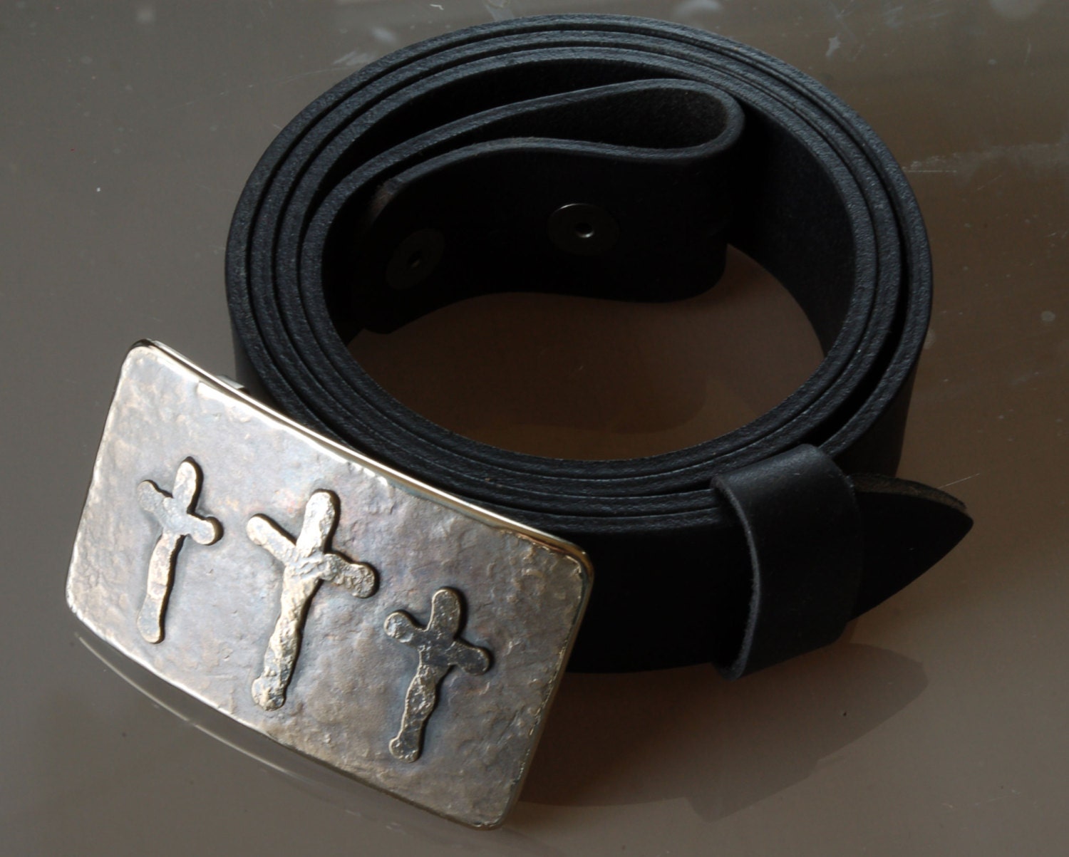 Belt Buckle Old Rugged Cross Hand Forged Rustic Bronze or Silver Hypoallergenic Stainless Steel Christian Gifts CROSS Buckle fits 1.5" Belt