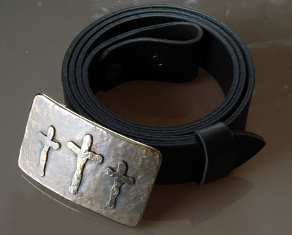 Belt Buckle Old Rugged Cross Hand Forged Rustic Bronze or Silver Hypoallergenic Stainless Steel Christian Gifts CROSS Buckle fits 1.5" Belt