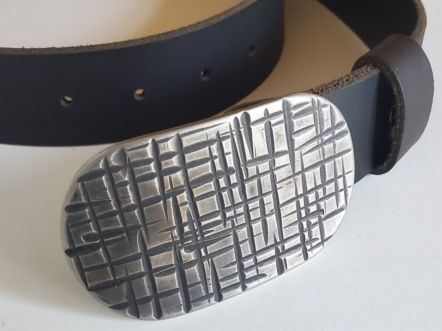 Belt and Buckle Set for Blue Jeans, Hypoallergenic Accessories, Hand Forged, Stainless Steel, Buckle For 1-1/2" Leather Belt, Gifts for Him