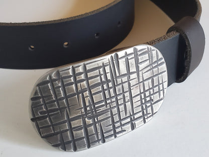 Belt and Buckle Set for Blue Jeans, Hypoallergenic Accessories, Hand Forged, Stainless Steel, Buckle For 1-1/2" Leather Belt, Gifts for Him