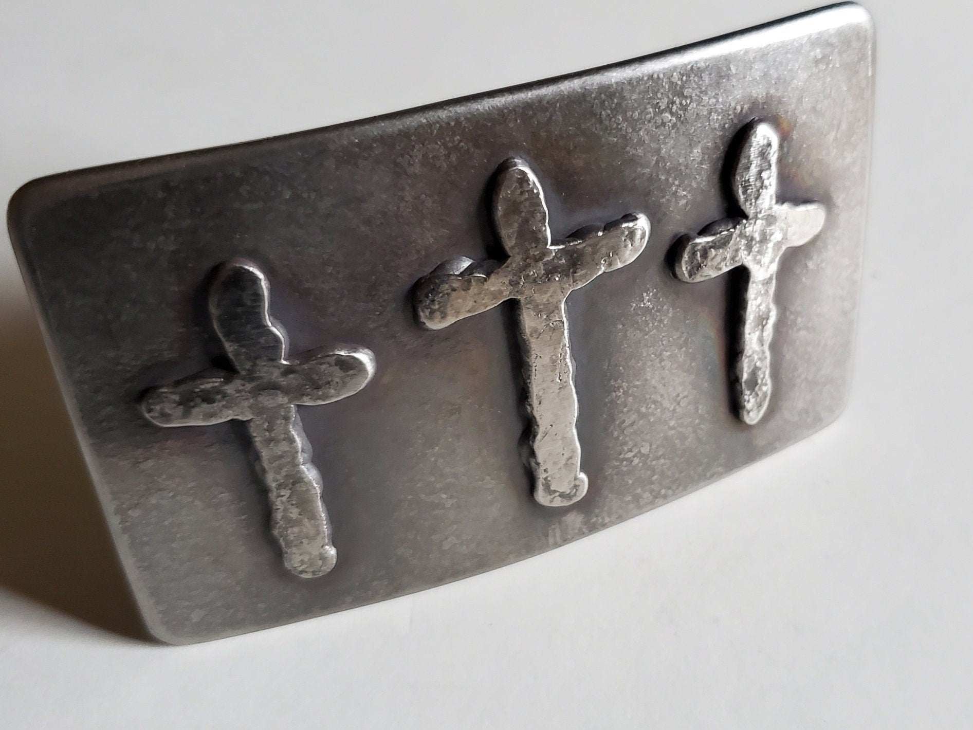 Cross Belt Buckle Old Rugged Cross Hand Forged Stainless Steel or Bronze Hypoallergenic Gifts Christian Gifts CROSS Buckle For Blue Jeans
