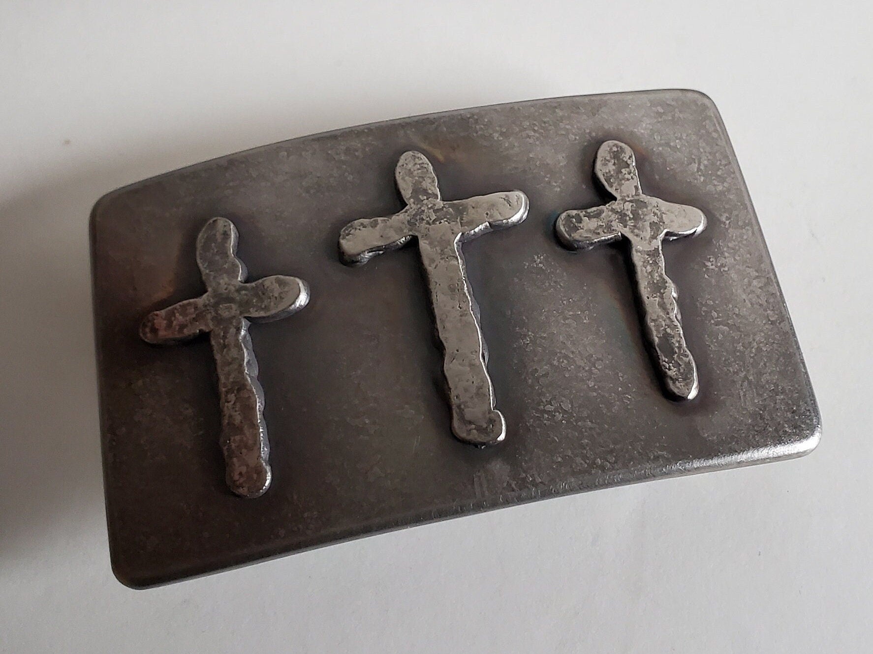 Cross Belt Buckle Old Rugged Cross Hand Forged Stainless Steel or Bronze Hypoallergenic Gifts Christian Gifts CROSS Buckle For Blue Jeans