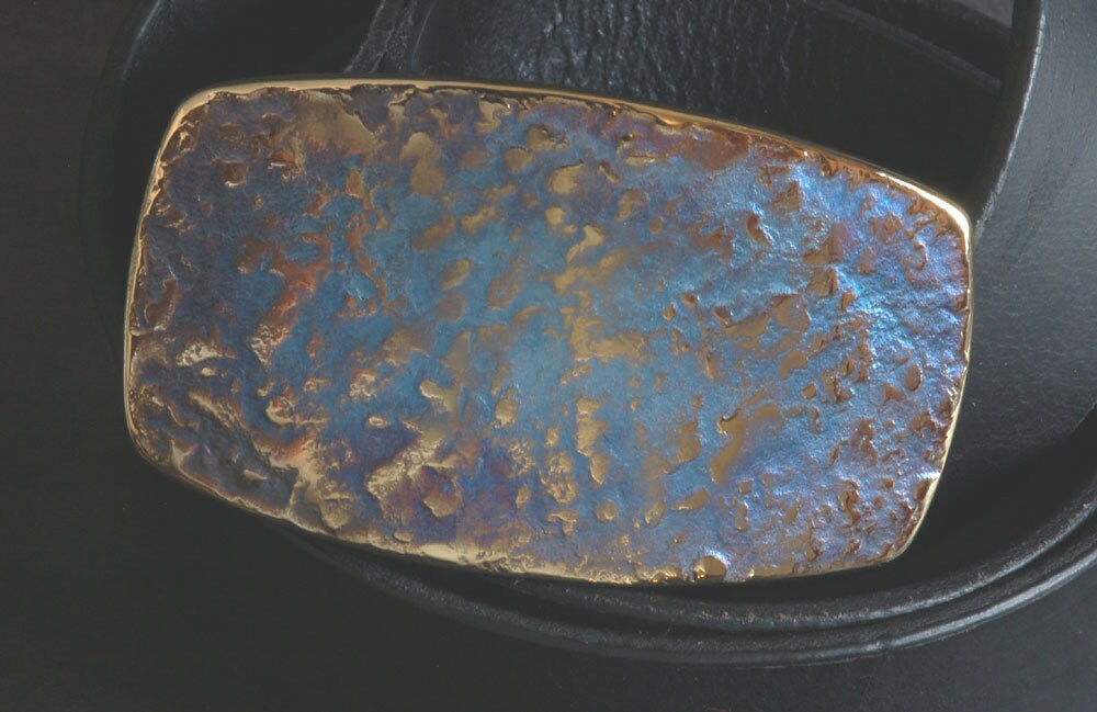 Blue Jean Buckle Belt Buckle Hand Forged Blue Gold or Blue Silver Signed Original Stainless Steel Buckle for Jeans Unisex Gifts w/ Gift Bag