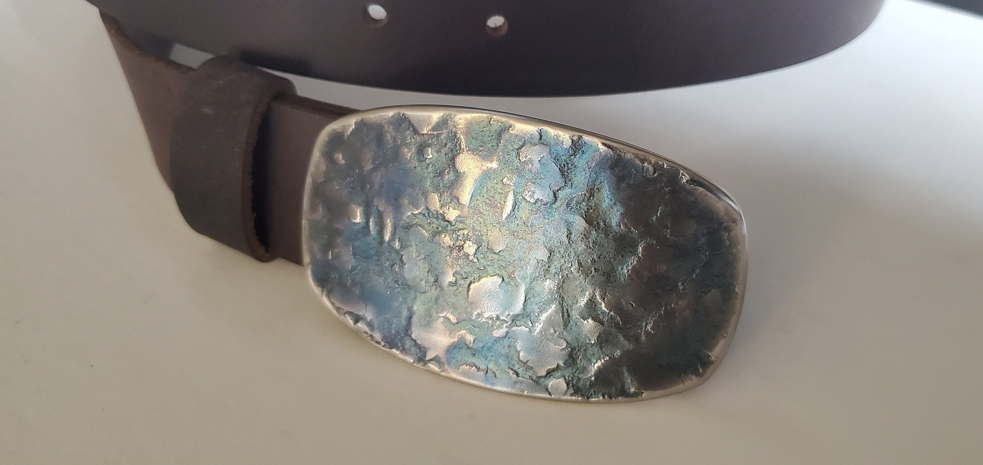 Blue Jean Buckle Belt Buckle Hand Forged Blue Gold or Blue Silver Signed Original Stainless Steel Buckle for Jeans Unisex Gifts w/ Gift Bag