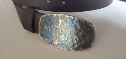 Blue Jean Buckle Belt Buckle Hand Forged Blue Gold or Blue Silver Signed Original Stainless Steel Buckle for Jeans Unisex Gifts w/ Gift Bag