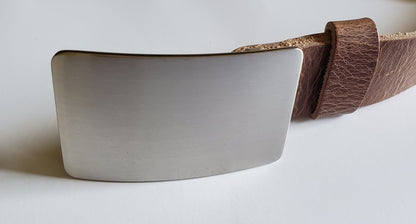 Buckle & Leather Belt SET, Silver Brushed Stainless, Choose from 5 Belt Colours, Jean Accessories, Jean Belt Buckle, Hypoallergenic Buckle