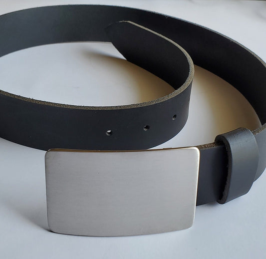 Buckle & Leather Belt SET, Silver Brushed Stainless, Choose from 5 Belt Colours, Jean Accessories, Jean Belt Buckle, Hypoallergenic Buckle