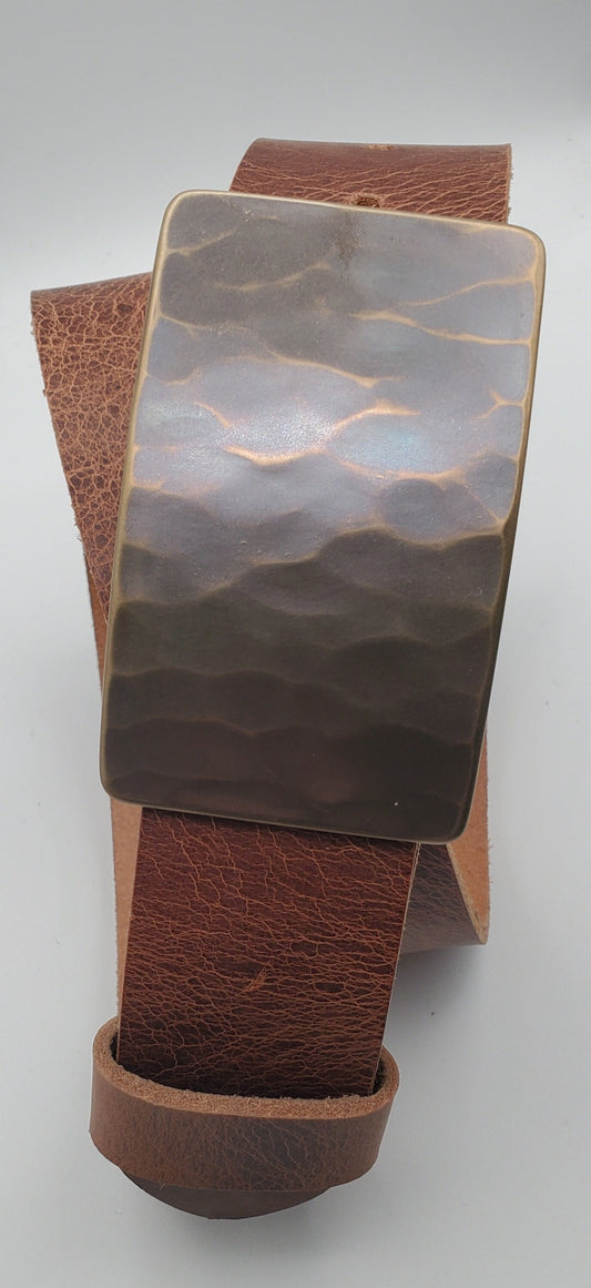 Belt Buckle Blue Jean Buckle Hypoallergenic Hand Forged Organic Wood Grain Stainless Steel Belt Buckle fits 1-1/2" Belt for Blue Jeans