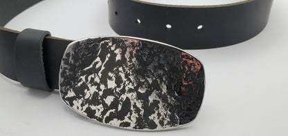 Hand Forged Belt & Buckle Black Jean Buckle and Belt Anvil Textured Hypoallergenic Accessories Stainless Steel Buckle and Leather Belt