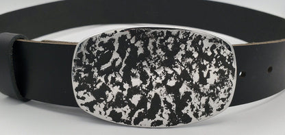 Hand Forged Belt & Buckle Black Jean Buckle and Belt Anvil Textured Hypoallergenic Accessories Stainless Steel Buckle and Leather Belt