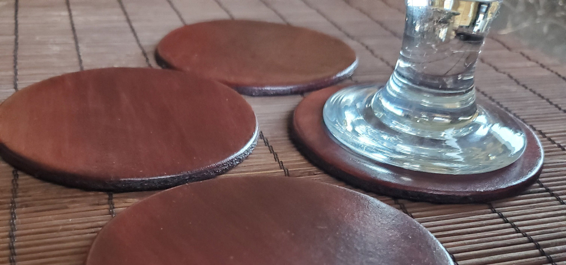 Slate Leather Coaster Set of Four Leather Anniversary Gift Variety of Colours Drinkware Coaster Housewarming Gift Hostess Gift Leatherware
