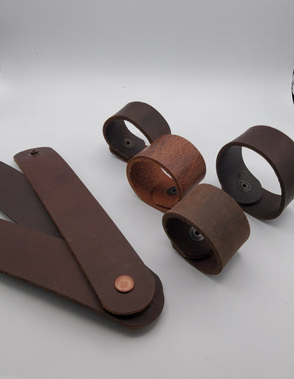 Leather Cuff Bracelet w/ snaps & Gift Bag ~ Black, Brown, Fawn, Distressed, Mahogany Unisex Wrist Cuff w/ Snap Boyfriend/Girlfriend Gift