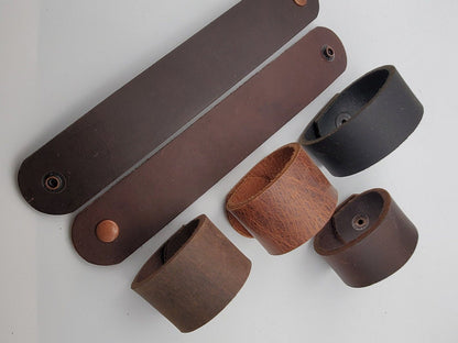 Leather Cuff Bracelet w/ snaps & Gift Bag ~ Black, Brown, Fawn, Distressed, Mahogany Unisex Wrist Cuff w/ Snap Boyfriend/Girlfriend Gift