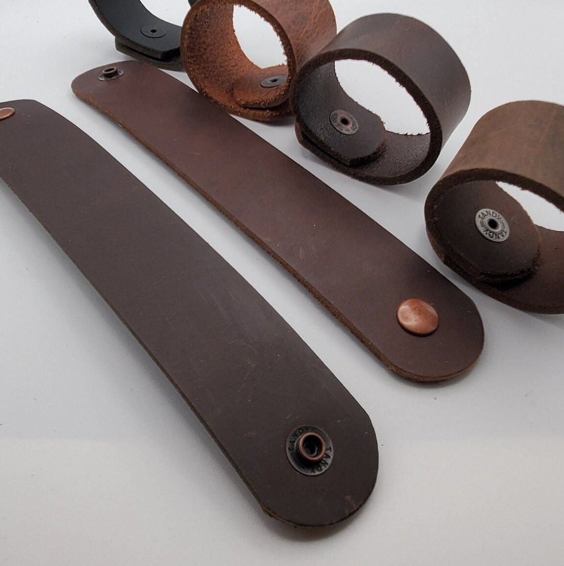 Leather Cuff Bracelet w/ snaps & Gift Bag ~ Black, Brown, Fawn, Distressed, Mahogany Unisex Wrist Cuff w/ Snap Boyfriend/Girlfriend Gift