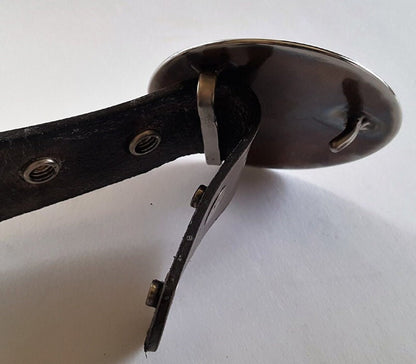 Anniversary Belt & Buckle SET Leather Belt w/ Hand Forged SOLAR ECLIPSE Round Buckle For Blue Jeans Snap Belt Custom Cut to Your Waist Size