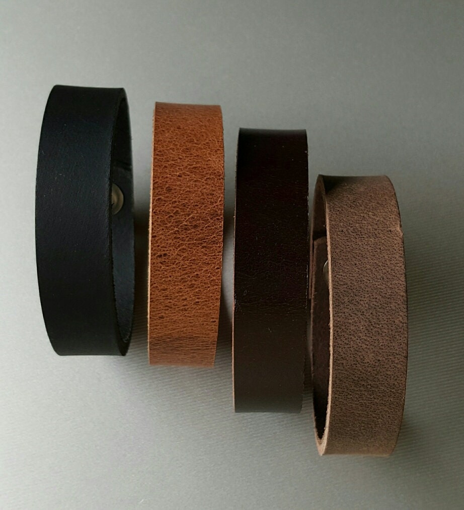 Leather Cuff Bracelet w/ snaps & Gift Bag ~ Black, Brown, Fawn, Distressed, Mahogany Unisex Wrist Cuff w/ Snap Boyfriend/Girlfriend Gift