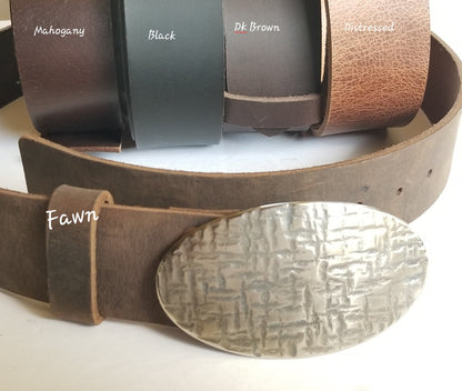 Two (2)INCH Leather Belt & Buckle Two Rows of Holes Biker Belt Unisex Belt and Buckle INTERCHANGEABLE 2" Leather Snap Belt with Dbl Holes