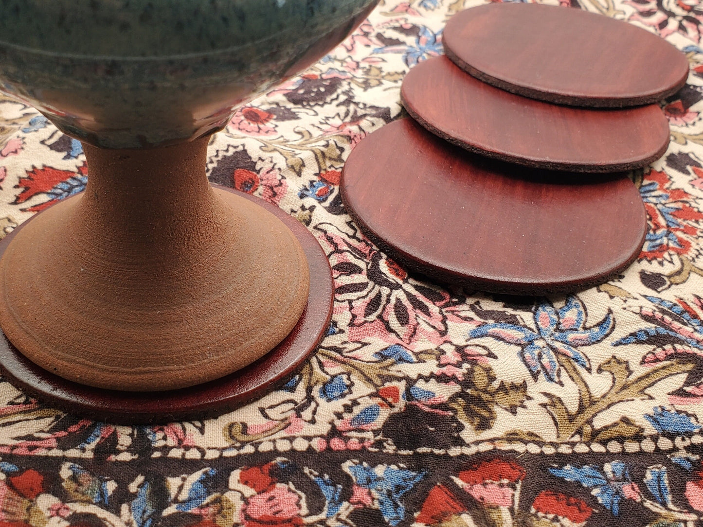 Leather Coasters Set of Four Trivets Variety of Colours Hand-Dyed Leather Anniversary Mother's Day Gift Housewarming Gift Hostess Gift
