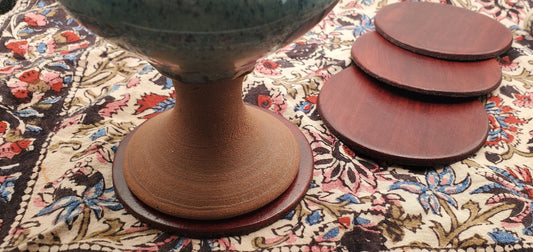 Leather Anniversary, Mother's Day Gift Four Trivets Variety of Colour Hand-Dyed Leather Drink Coasters Housewarming Gift, Host Gift, Barware