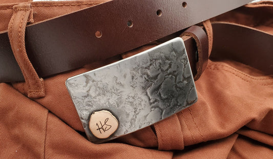 Your Monogram Buckle & Belt "Your Initial" Keepsake Father's Day Gift Hypoallergenic Unisex Buckle and 1-1/2" Leather Belt
