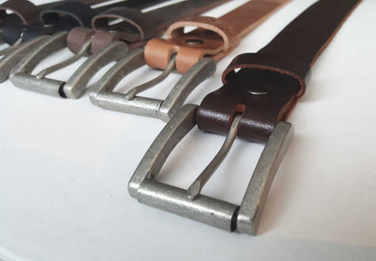 JEAN Belt with SNAPS, Unisex Belt, Custom Cut Leather Belts, Brown Belt, Black Belt, Fawn Belt, Distressed Belt, Mahogany Belt, Unisex Gifts