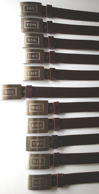 Monogrammed Belt & Buckle Set for Suits Customized Gifts Bespoke Gifts for Men Monogram Personalized Accessories Gentlemen's Gifts