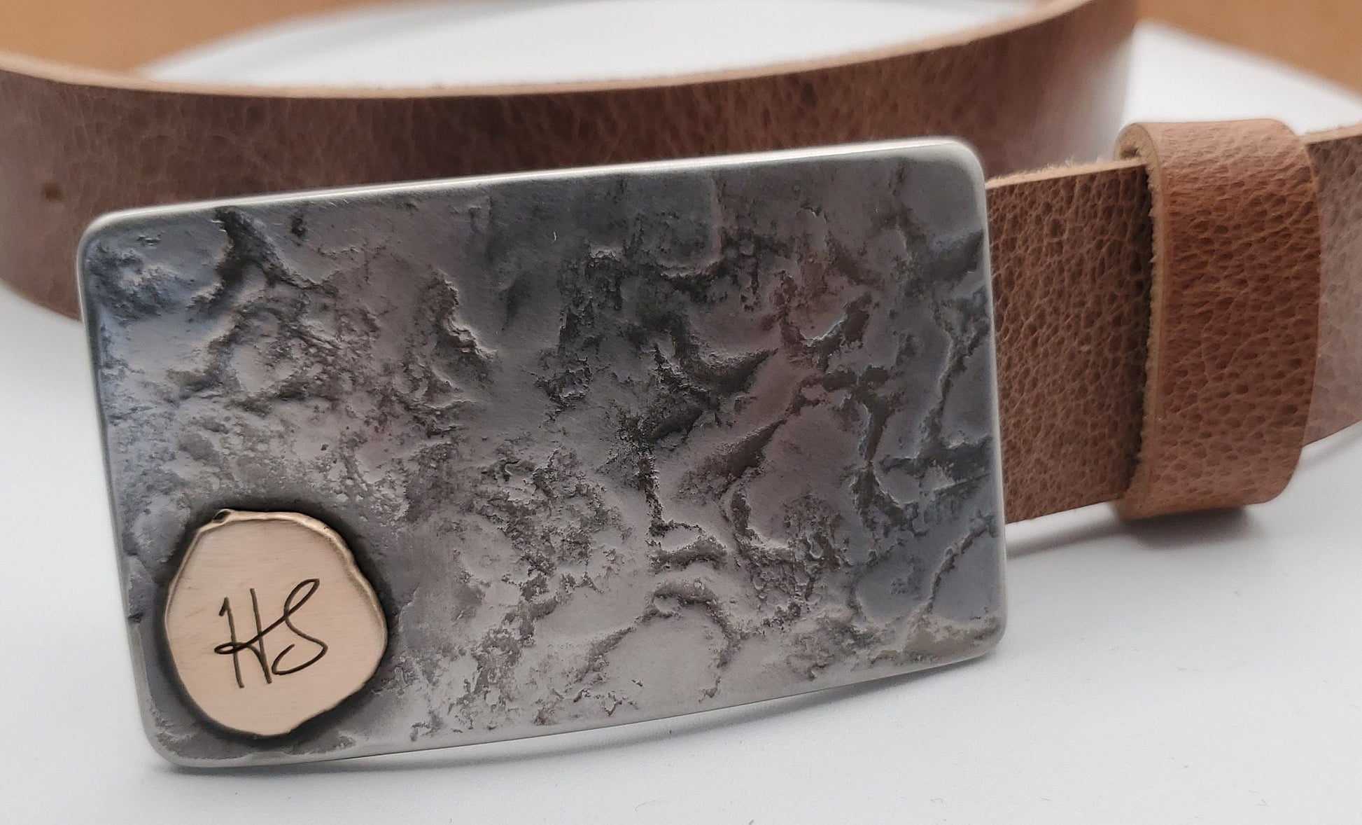 Your Monogram Buckle & Belt "Your Initial" Keepsake Father's Day Gift Hypoallergenic Unisex Buckle and 1-1/2" Leather Belt