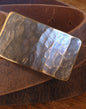 1-3/4" Two Prong Buckle & Belt Set Bronze, Silver Woodgrain Buckle and Belt for Jeans Signed Original Hypoallergenic Buckle w/ 1.75" Belt