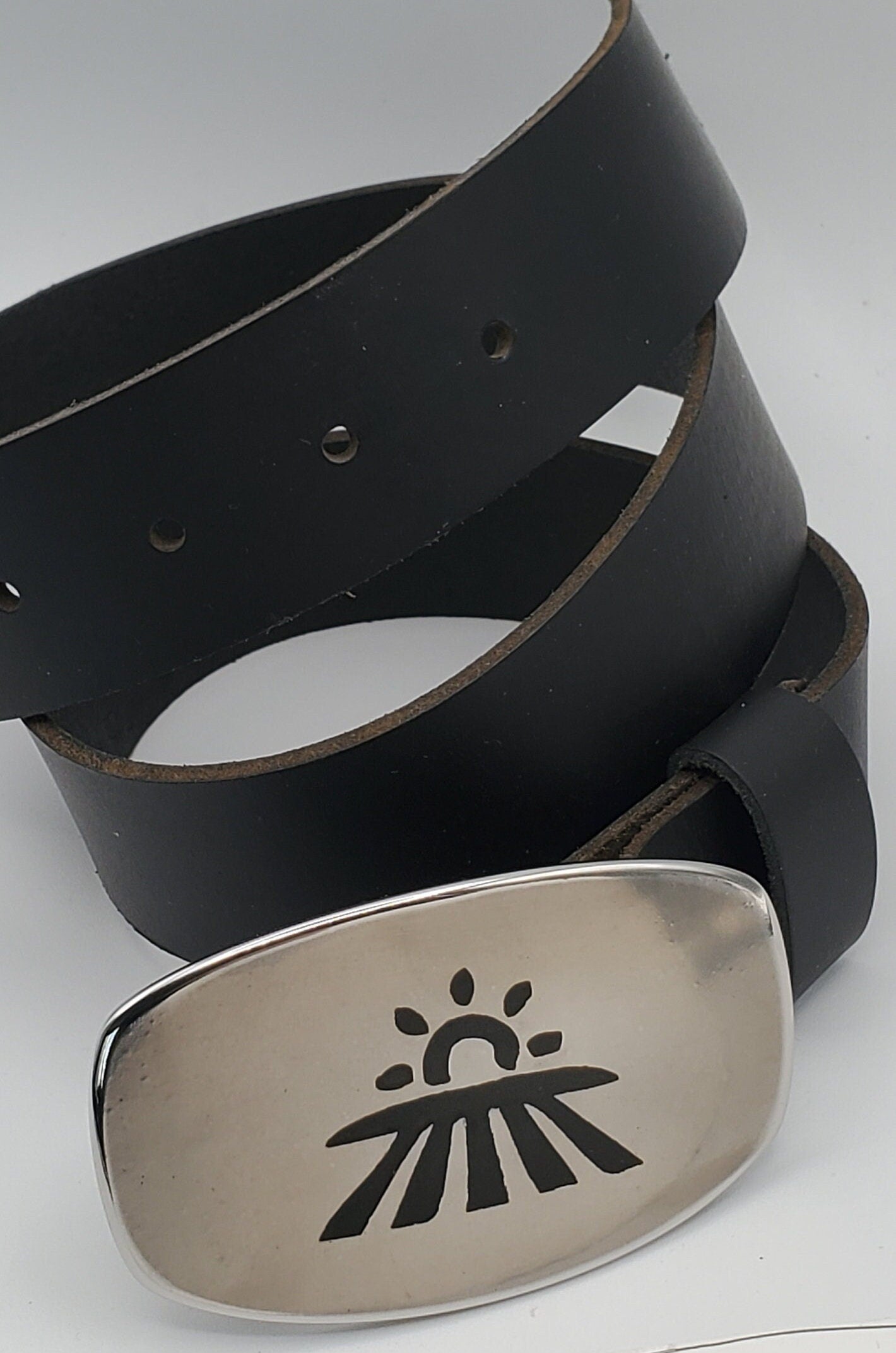Farmer Gift, Seed Time & Harvest Buckle with Leather Belt Hand Forged Stainless Steel Fits 1.5" Leather Belt for Jeans and Gift Bag