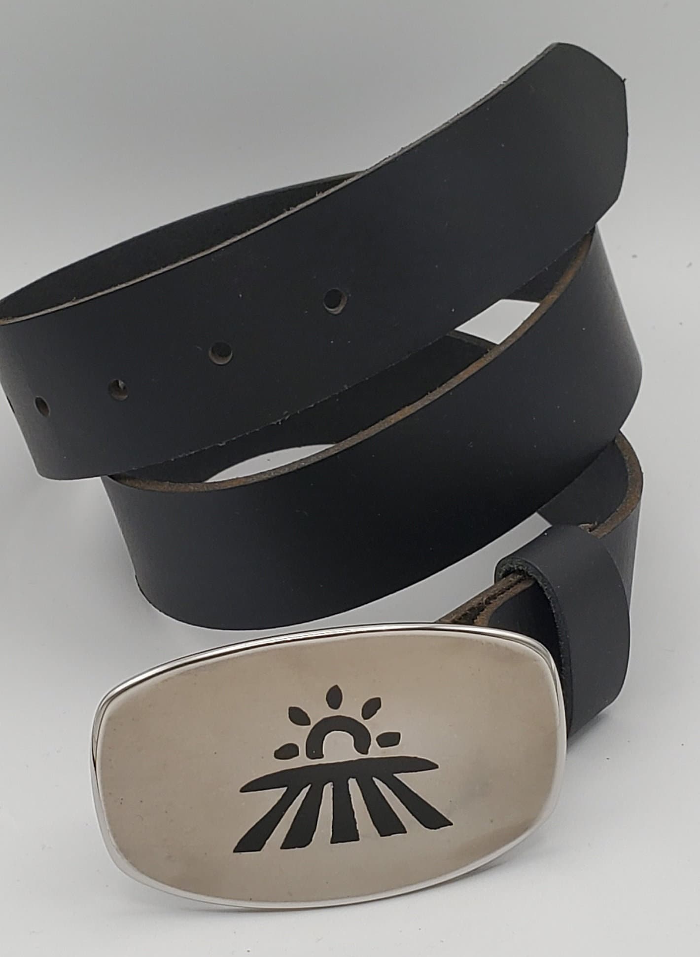 Farmer Gift, Seed Time & Harvest Buckle with Leather Belt Hand Forged Stainless Steel Fits 1.5" Leather Belt for Jeans and Gift Bag
