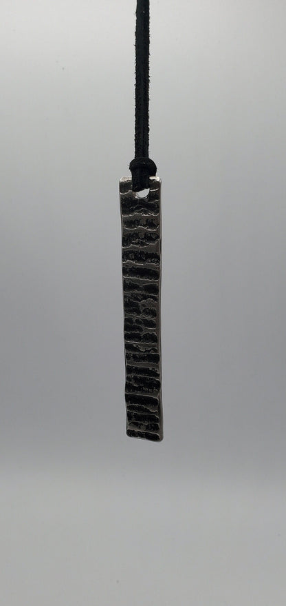 Pendant Raw Handforged Stainless Steel & Leather Cord Masculine or Feminine Jewelry Made in Canada